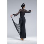 MT363Ladies Waltz V-Neck Sheer Long Sleeve Top