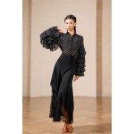 MQ813Asymmetrical Flowy Waltz Tango Practice & Performance Half Skirt