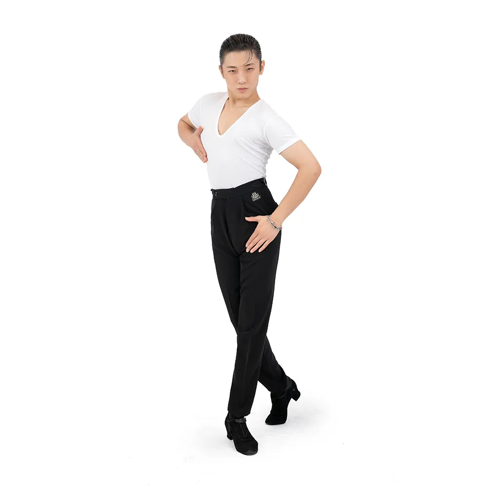 NK162Men Black Pleated  Latin Ballroom Dance Trousers  Competition Practice Pants